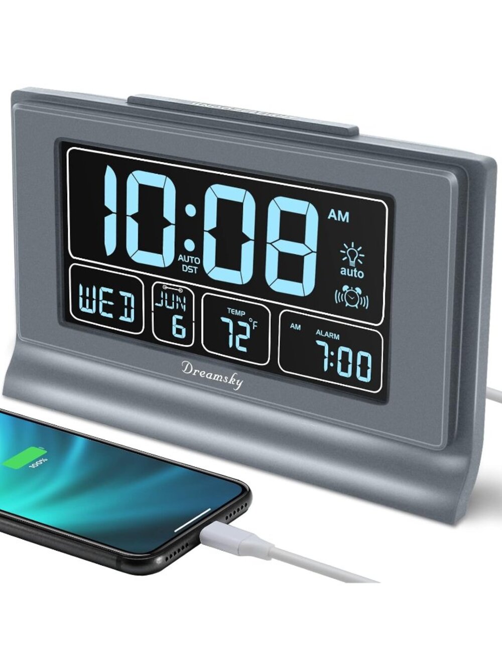 New Alarm Clocks for Bedrooms with Battery Backup, Auto Set